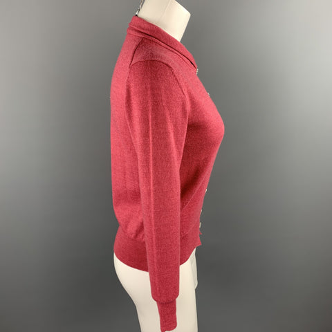KULSON Size S Raspberry Knitted Cashmere Cardigan