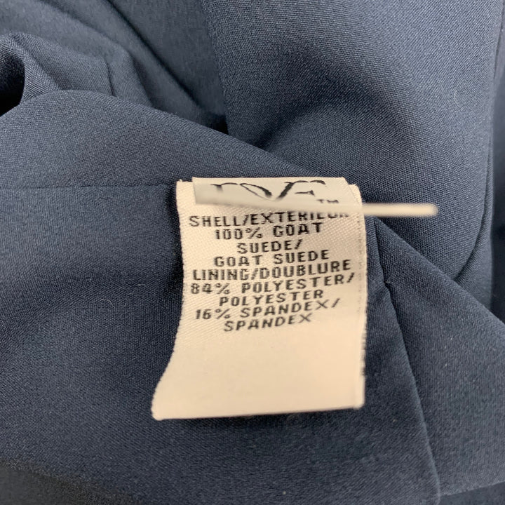 DIANE VON FURSTENBERG Size 6 Blue Suede Jacket