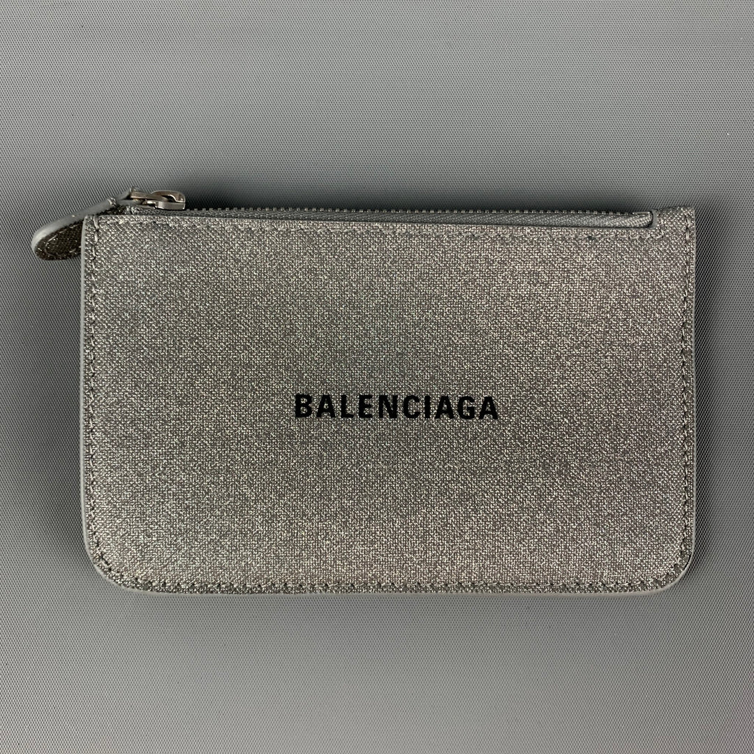 BALENCIAGA Silver Gliter Credit Card Holder Wallet