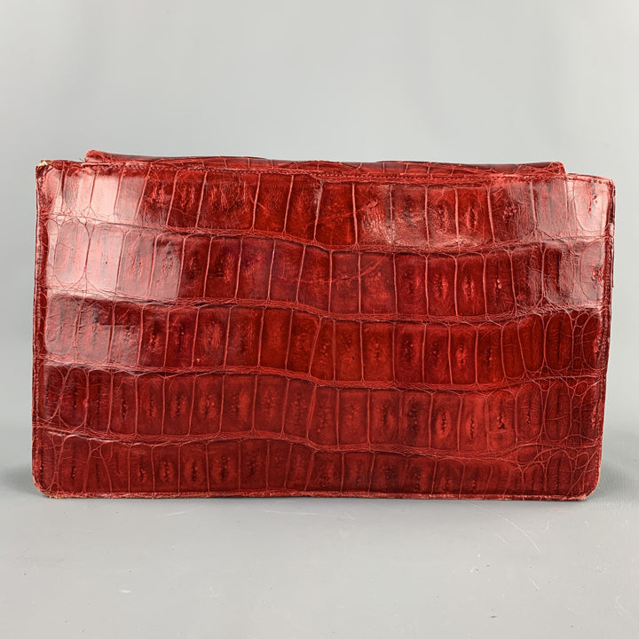 VINTAGE Red Alligator Rectangle Clutch Handbag