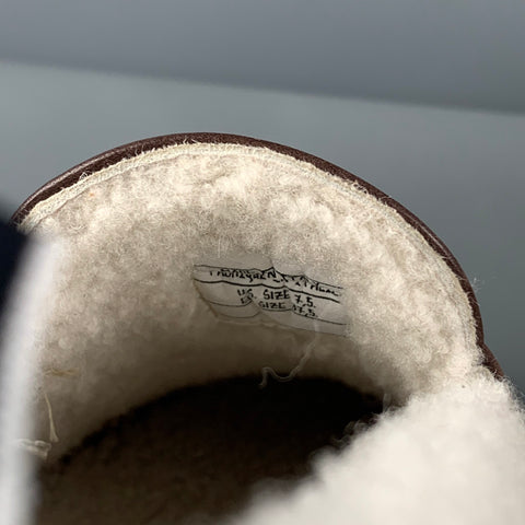 THOM BROWNE Size 7.5 Navy Cream Brown Leather Shearling Loafer Duck Shoe