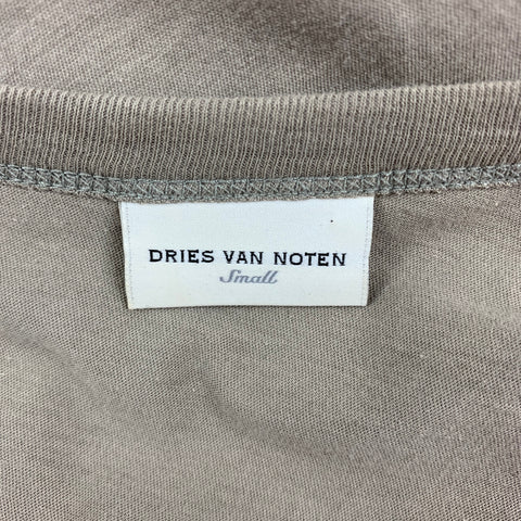 DRIES VAN NOTEN Size S Taupe Sequined Cotton Crew-Neck T-shirt