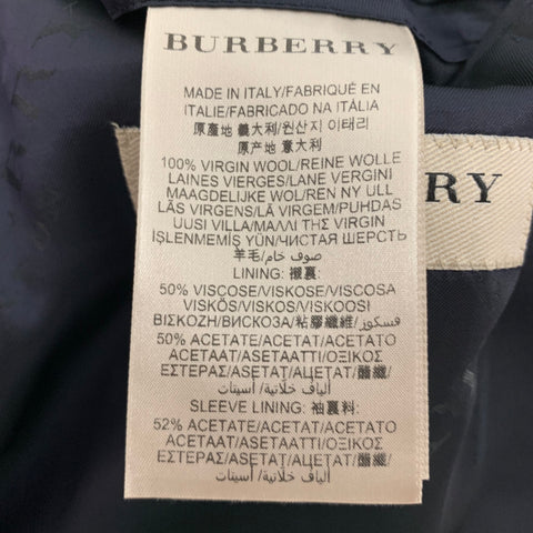 BURBERRY LONDON Size 46 Navy Wool Notch Lapel Suit