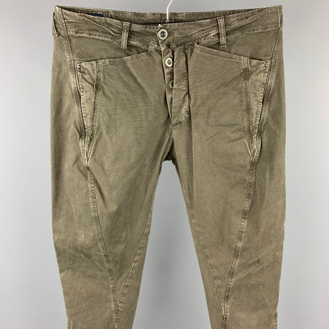 MARITHE+FRANCOIS GIRBAUD Size 33 Olive Cotton Asymmetrical Casual Pants