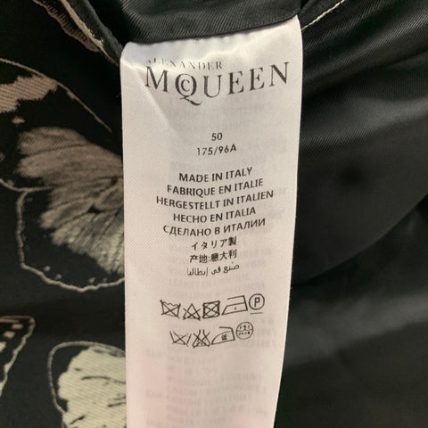 ALEXANDER MCQUEEN FW 16 Size 40 Black Grey Beige Butterfly Print Wool Blend Sport Coat