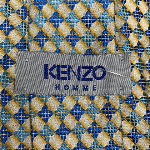 KENZO Blue & Yellow Checkered Silk Tie
