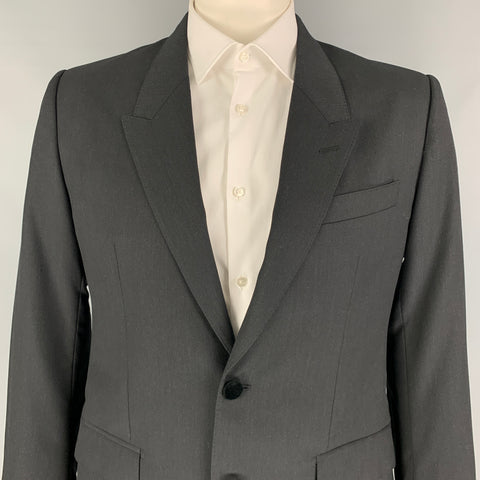 DOLCE &amp; GABBANA Taille 42 Manteau de sport à revers en laine de charbon de bois régulier