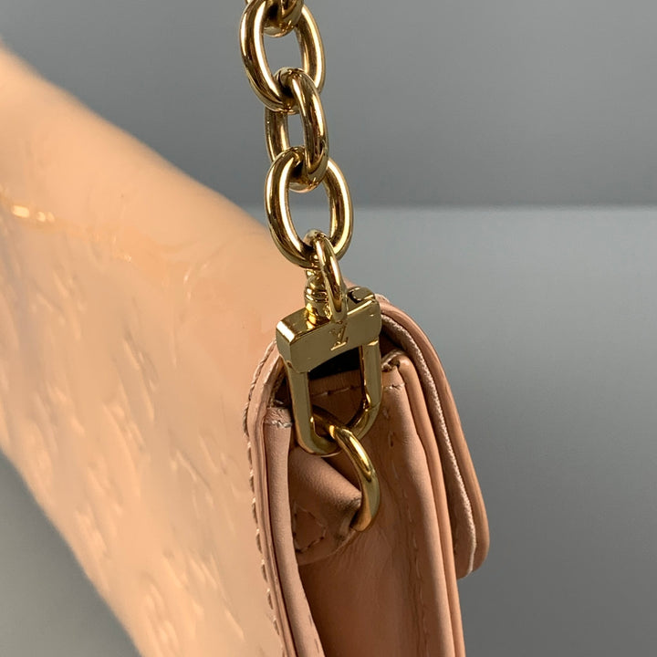 LOUIS VUITTON Vernis Sunset Blvd Bolso de mano de charol en relieve beige