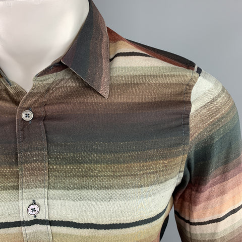 PAUL SMITH Size S Stripe Multi-Color Cotton Button Up Long Sleeve Shirt