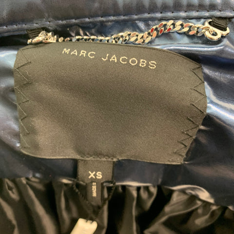 MARC JACOBS Taille XS Manteau surdimensionné en polyester bleu marine métallisé