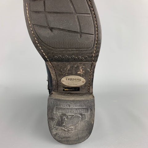 TRIUMPH par PAUL SMITH Taille 9,5 Bottes à fermeture éclair latérale en cuir vieilli noir