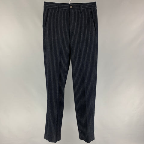 GIORGIO ARMANI Size 32 Navy Pinstripe Wool Blend Dress Pants