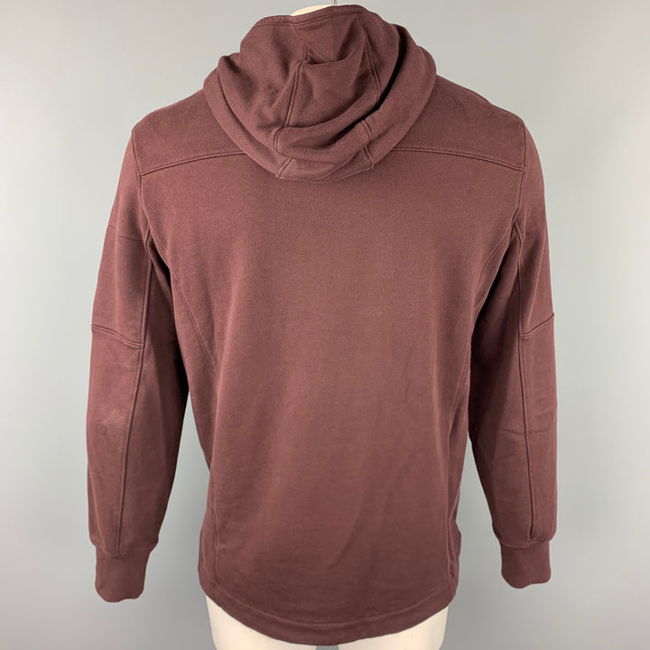 CP COMPANY Size XL Dark Burgundy Cotton Lens Detail Hooded Jacket