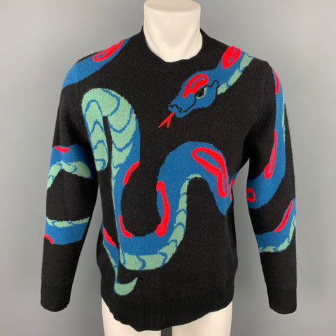 RAG & BONE Size M Multi-Color Knitted Snake Cashmere Crew-Neck Sweater