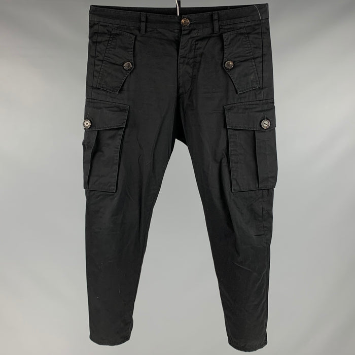 DSQUARED2 Size 34 Black Cotton Cargo Casual Pants