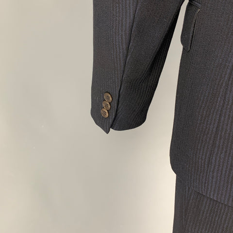 JEAN PAUL GAULTIER Size 40 Navy Black Stripe Wool Notch Lapel Suit