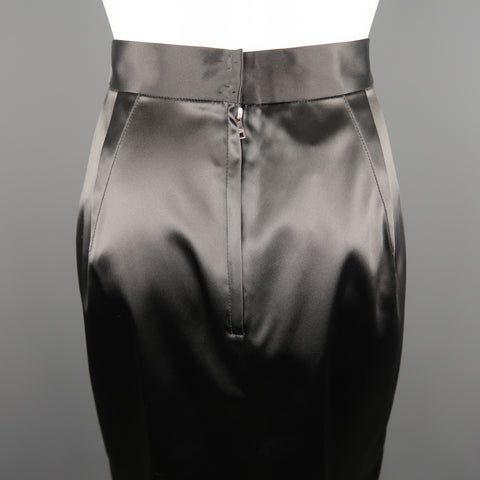 DOLCE & GABBANA Size 4 Gray Stretch Satin Darted Pencil Skirt