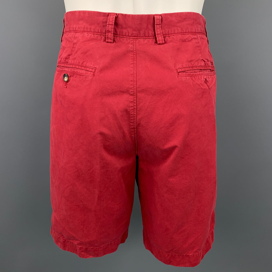 FACONNABLE Size 34 Burgundy Cotton Zip Fly Shorts