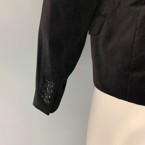 DRIES VAN NOTEN Size 6 Black Silver Beaded Sequin Cotton Jacket Blazer