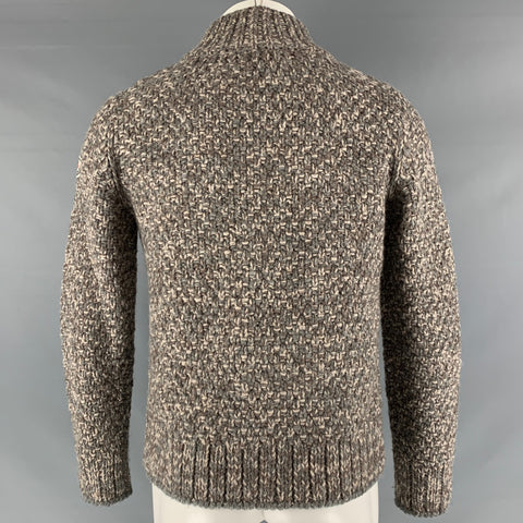 MONCLER Size S Grey Oatmeal Knitted Buttoned Jacket