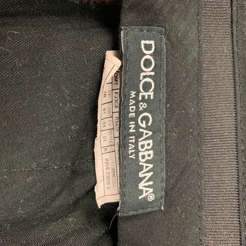 DOLCE & GABBANA Size 36 Burgundy Jacquard Wool Silk Shawl Collar 3 Piece Suit