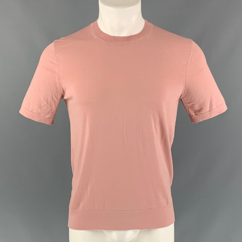 THEORY Size M Pink Solid Wool Short Sleeve T-shirt