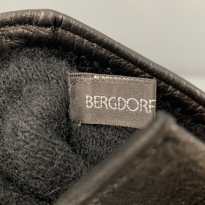 BERGDORF GOODMAN Size 8.5 Black Calf Hair Leather Gloves
