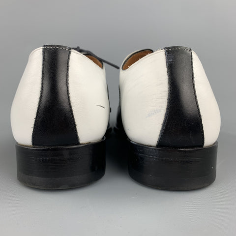 MEZLAN Size 8.5 Black & White Two Toned Leather Spectator Lace Up Shoes