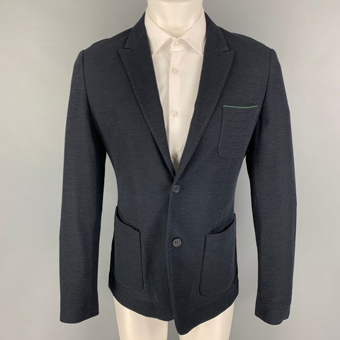 ADOLFO DOMINGUEZ Size 40 Navy Textured Ramie Blend Sport Coat