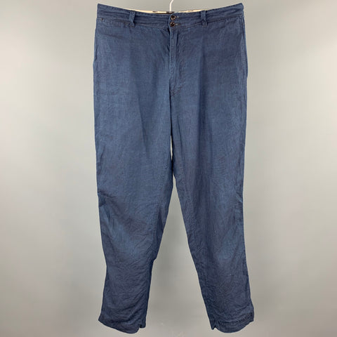 45rpm Size 34 Navy Linen Zip Fly Drop-Crotch Casual Pants