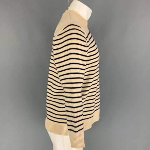 SAINT JAMES Size L Cream Natural Stripe Wool Nautical Sweater