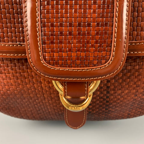 BALLY Brown Woven Leather Cross Body Handbag & Leather Goods