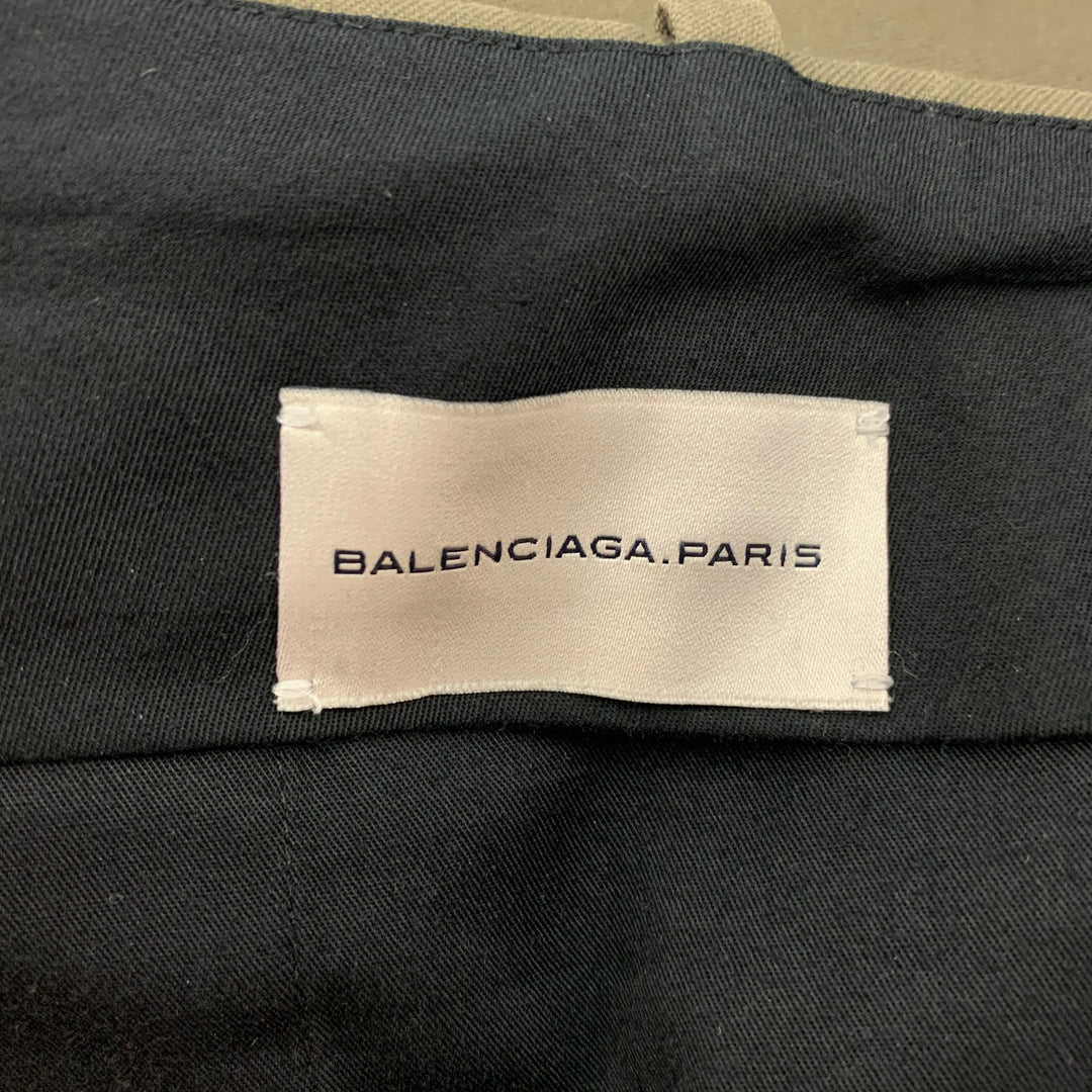 BALENCIAGA Size 34 Olive Flat Front Dress Pants