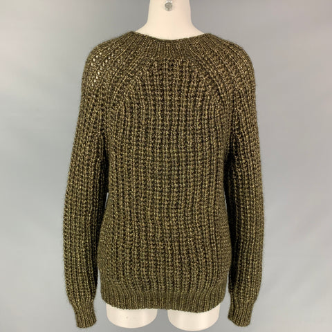FORTE_FORTE Size S Gold & Black Knitted Mohair Blend Crew-Neck Sweater