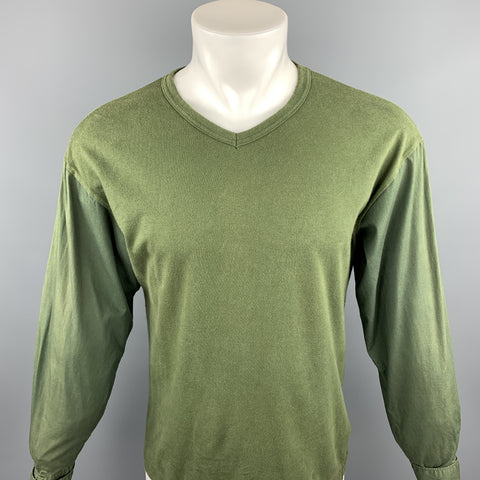COMME des GARCONS Jersey de punto con patchwork verde oliva talla M