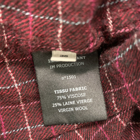 ISABEL MARANT Size XS Burgundy Plaid Viscose &  Wool Long Sleeve Shirt