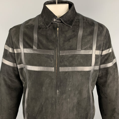 WILKES BASHFORD Size 38 Black Mixed Materials Leather Zip Up Jacket
