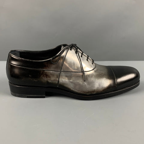 JIL SANDER Talla 9.5 Zapatos con cordones degradados en negro y plateado