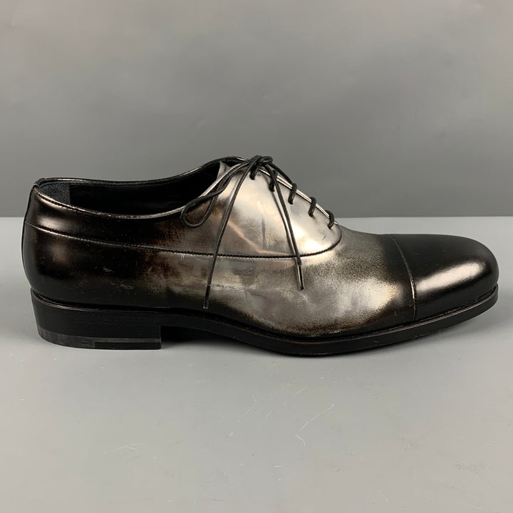 JIL SANDER Size 9.5 Black Silver Ombre Lace-Up Shoes