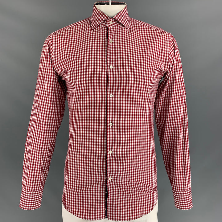 BOSS by HUGO BOSS Size L Red & White Gingham Long Sleeve Shirt