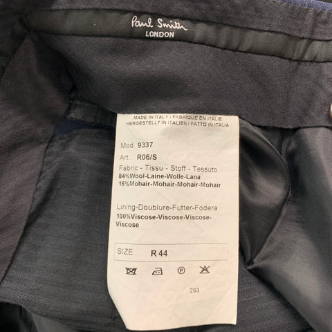 PAUL SMITH Size 44 Navy Wool Mohair Notch Lapel Suit