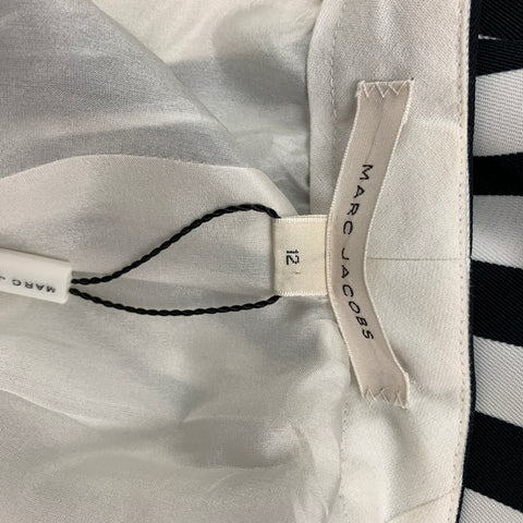 MARC JACOBS Size 12 Black White Polyester Stripe Wide Leg Dress Pants