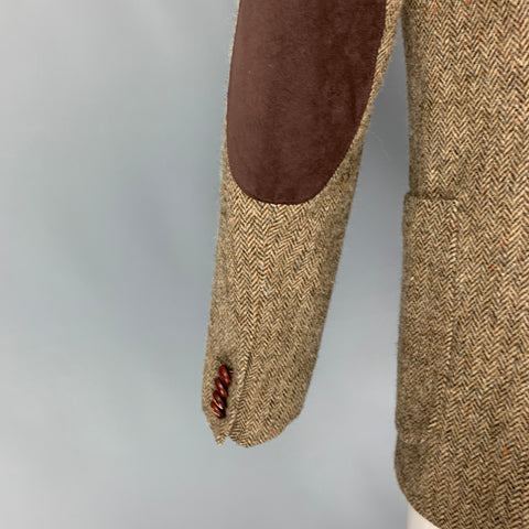 BARNEY'S CO-OP Tan Brown Herringbone Wool Notch Lapel Sport Coat