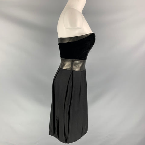 GIVENCHY Talla 4 Minivestido de piel de cordero de lana / seda negro