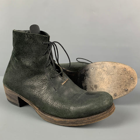 Botas con cordones desgastadas de cuero color carbón talla 7 de M.A+