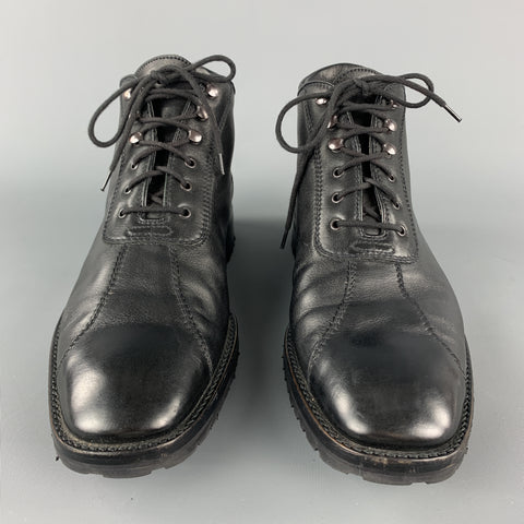 GRAVATI by ARTHUR BEREN Size 8.5 Black Leather Lace Up Rubber Sole Ankle Boots