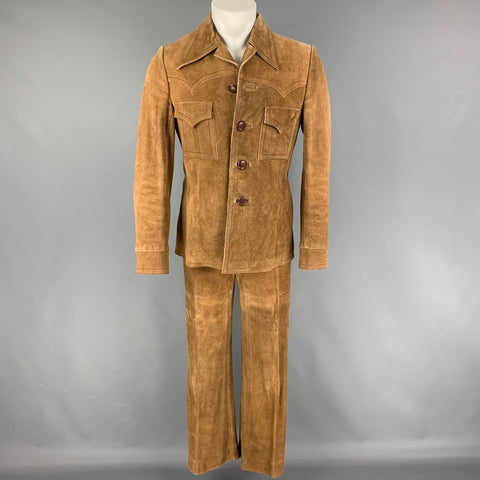 Vintage SHARON Size 38 Tan Suede Western 2 Piece Suit