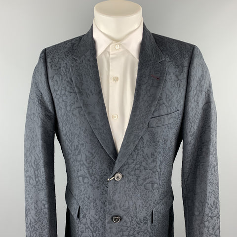 PAUL SMITH Size 42 Slate Jacquard Cotton / Nylon Notch Lapel Sport Coat