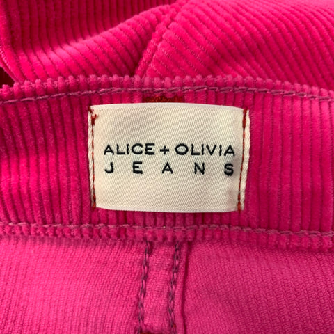 ALICE + OLIVIA Size 24 Pink Cotton Corduroy Jean Cut Pants