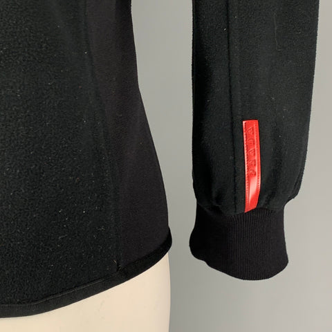 PRADA Size L Black Mixed Fabricd Zip Up Reversible Jacket